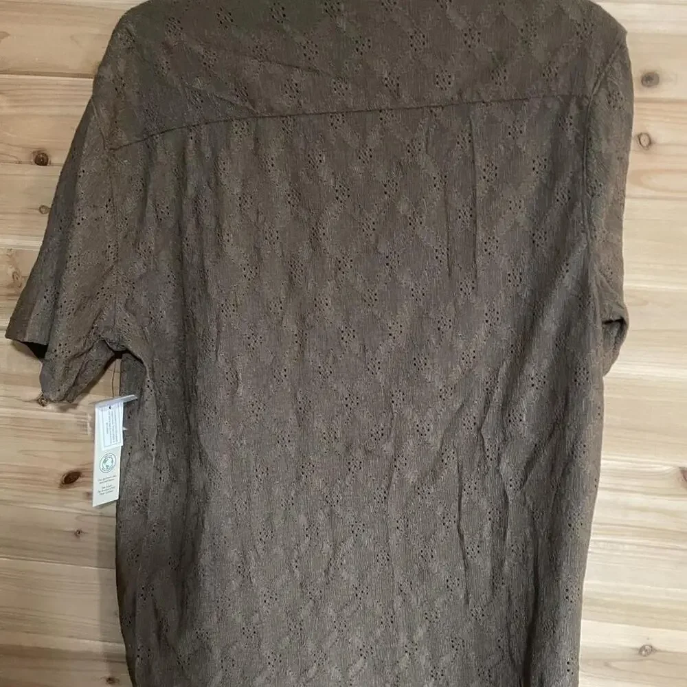 Brown Mens Button Up Crochet - Picture 4 of 8